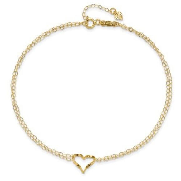 14k Double Strand Heart Anklet, Brand New - Picture 5 of 5